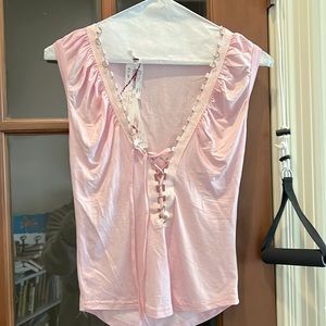 Pink small Diab’less lace up front tshirt